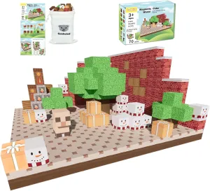 Toddlers Toys$ Magnetic Toys for Boys & Girls Age metallurgy card 3-5 6-8$ STEM Montessori Sensory Education Preschool Toys$ Magnetic Cubes Construction Toys (70Pcs) Magnetic Blocks-Magnet World Set for 