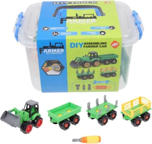 Toy Car Storage Box Hand-Drill Vehicles Educational Cartoon plow Car Model for Boys and Girls Safe Materials Creativity and Motor Skills DECHOUS 1set Assembly 