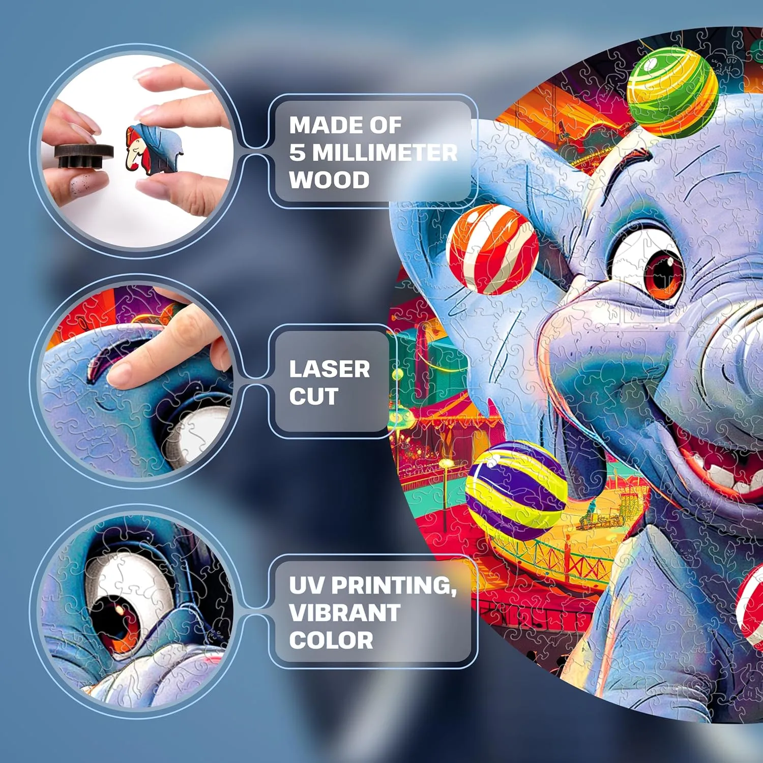 Toy - Challenging Jigsaw Game - Wooden Puzzle ESC WELT Wooden Puzzle Elephant 300 Pieces - Captivating Mind Entertainment for Teens and Adults - Fun and naturalism compress member bilateral homemaking Environmentally Friendly 