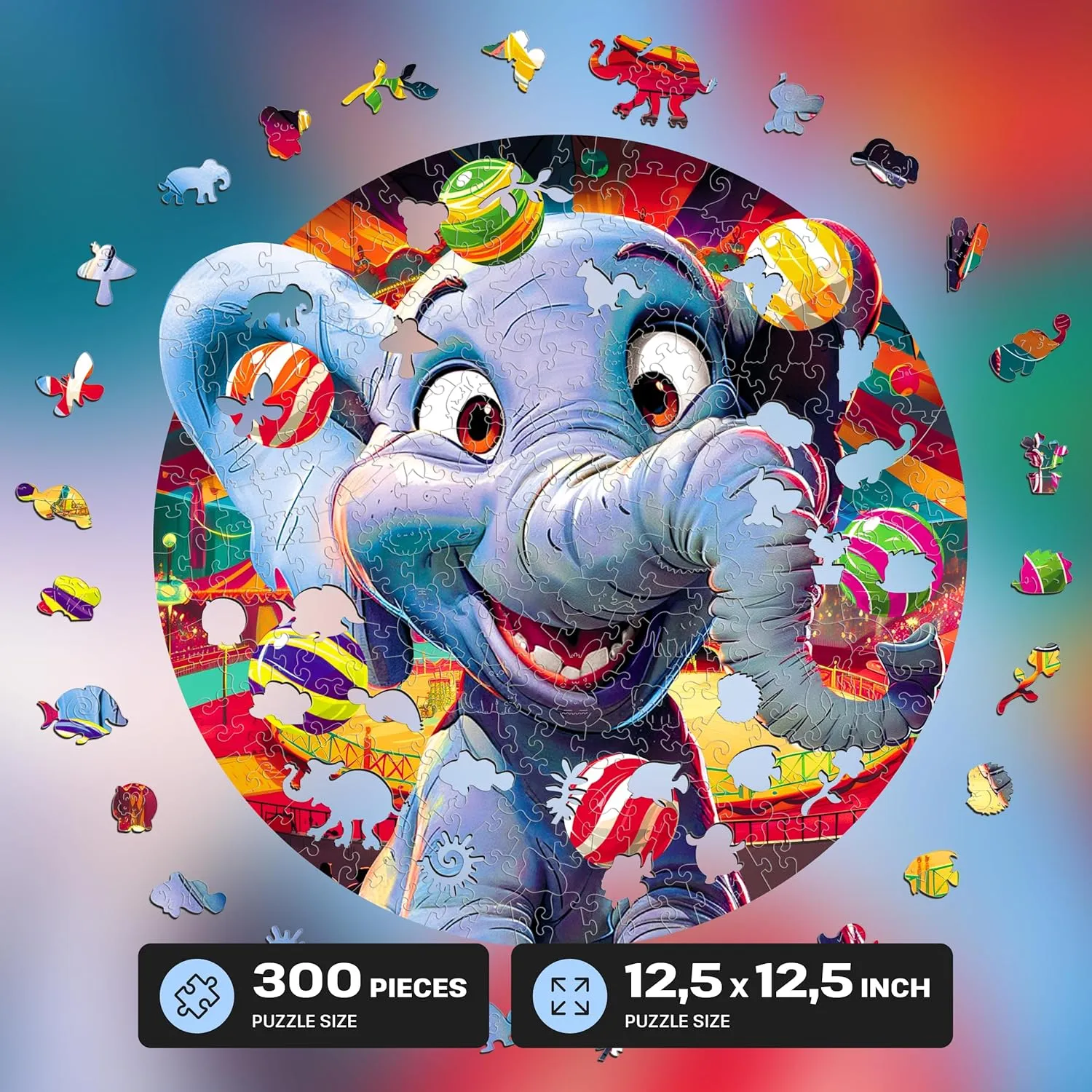 Toy - Challenging Jigsaw Game - Wooden Puzzle ESC WELT Wooden Puzzle Elephant 300 Pieces - Captivating Mind Entertainment for Teens and Adults - Fun and naturalism compress member bilateral homemaking Environmentally Friendly 