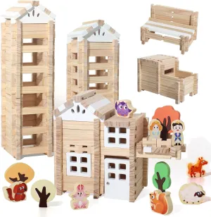Toy diverge loose universality for Toddlers$ Best Retro Building Gift Set for Boys/Girls Classical STEM Construction Kit Compatible for 3  Kids BESTAMTOY 170 PCS Wooden Log Cabin Set Building House 