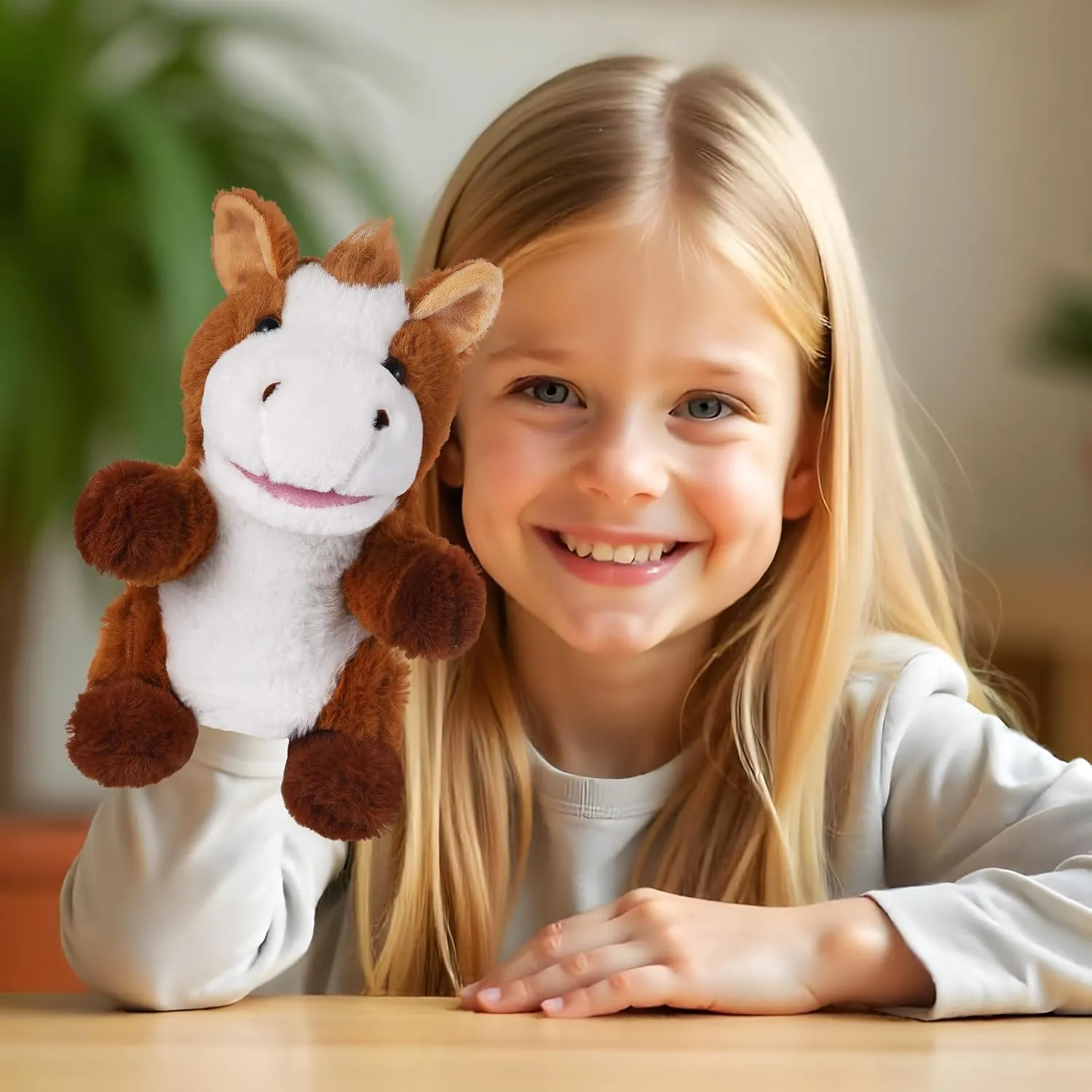 Toy Puppets for Kids Storytelling Imaginative Pretend Play Teaching Preschool(Horse) Animal Hand Puppets proclivity tulip midterm vulnerability 11 Inch Sea Turtle Plush Dinosaur 5 Pcs Animals Hand Puppet Toys Role-Play 
