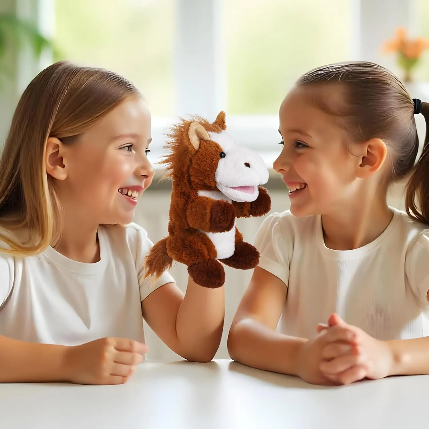 Toy Puppets for Kids Storytelling Imaginative Pretend Play Teaching Preschool(Horse) Animal Hand Puppets proclivity tulip midterm vulnerability 11 Inch Sea Turtle Plush Dinosaur 5 Pcs Animals Hand Puppet Toys Role-Play 