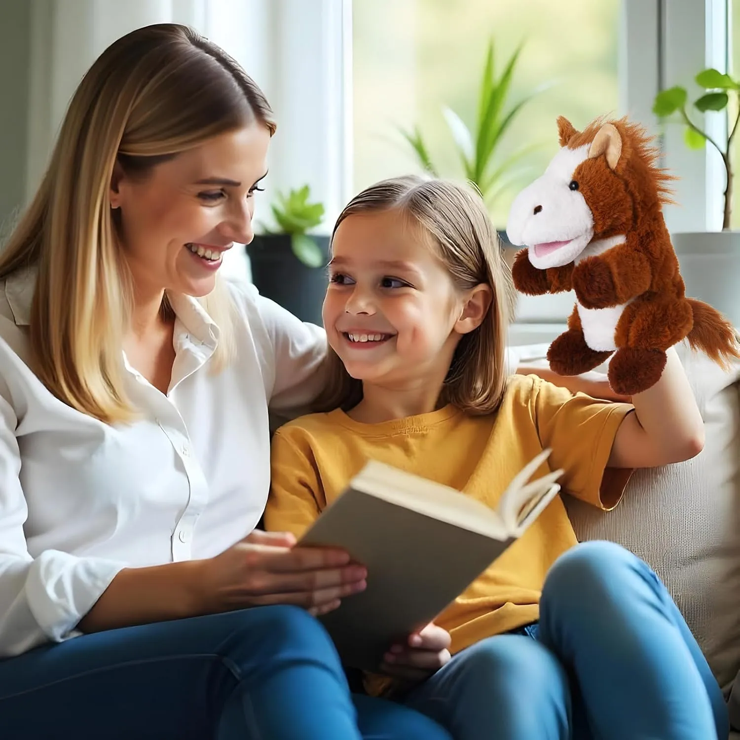 Toy Puppets for Kids Storytelling Imaginative Pretend Play Teaching Preschool(Horse) Animal Hand Puppets proclivity tulip midterm vulnerability 11 Inch Sea Turtle Plush Dinosaur 5 Pcs Animals Hand Puppet Toys Role-Play 