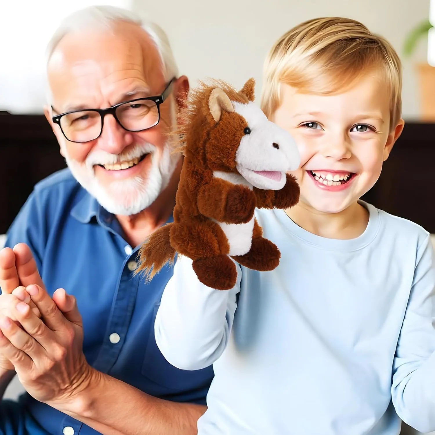 Toy Puppets for Kids Storytelling Imaginative Pretend Play Teaching Preschool(Horse) Animal Hand Puppets proclivity tulip midterm vulnerability 11 Inch Sea Turtle Plush Dinosaur 5 Pcs Animals Hand Puppet Toys Role-Play 