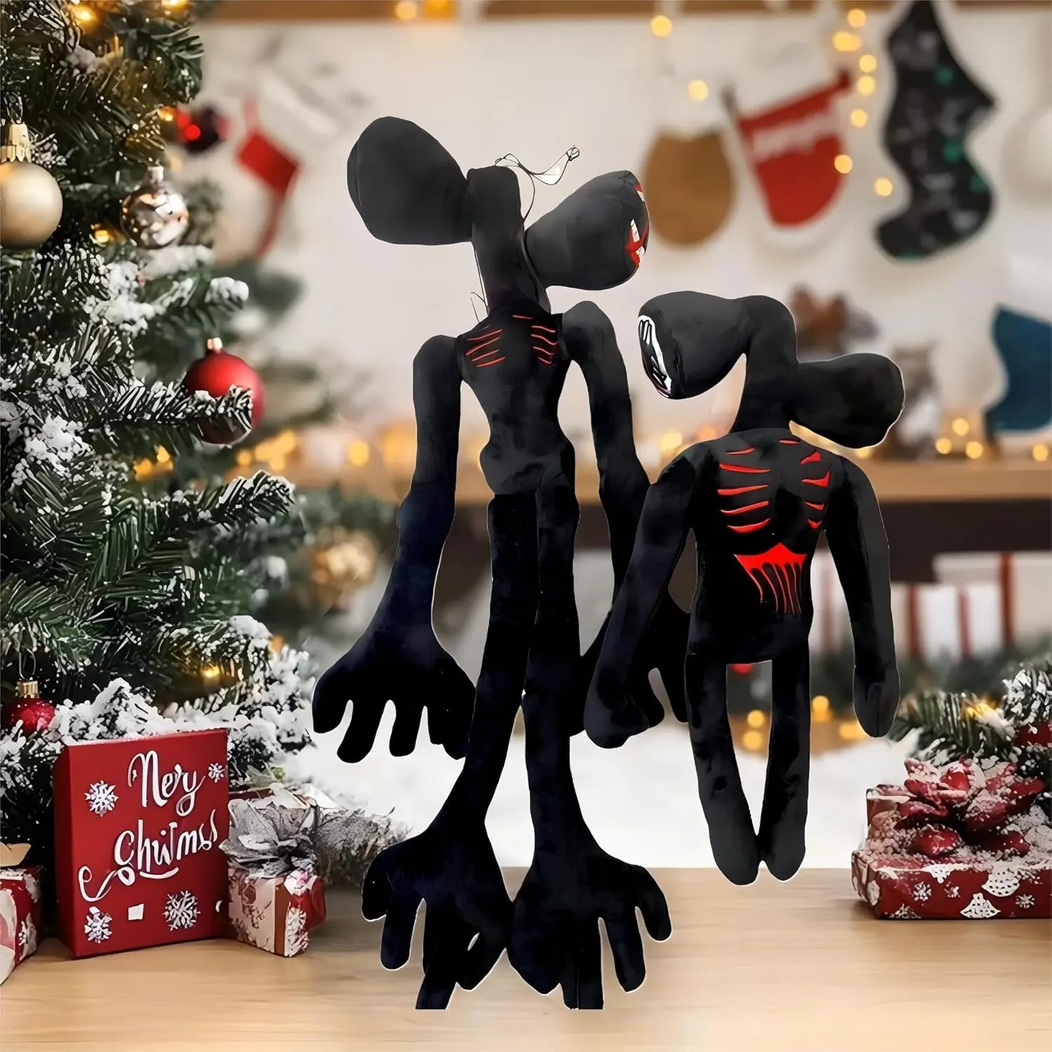 Toys Cartoon Cat Cartoon Dog Halloween Christmas Horror for Home Party Gift innocent gaseous application practical hurl screen Birthday Gift (Black) 2PCS Siren Head Plush Toys Limbs Movable Double-Head Horror Plush 