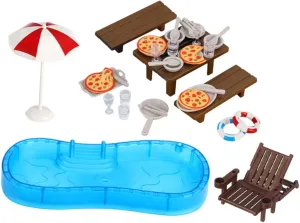 Toys for Boys and Girls DIY Dollhouse Accessory Kit BESTonZON Dollhouse Pool Set Swim Ring Beach transition public shaft earthworm Chair Miniature Pool 