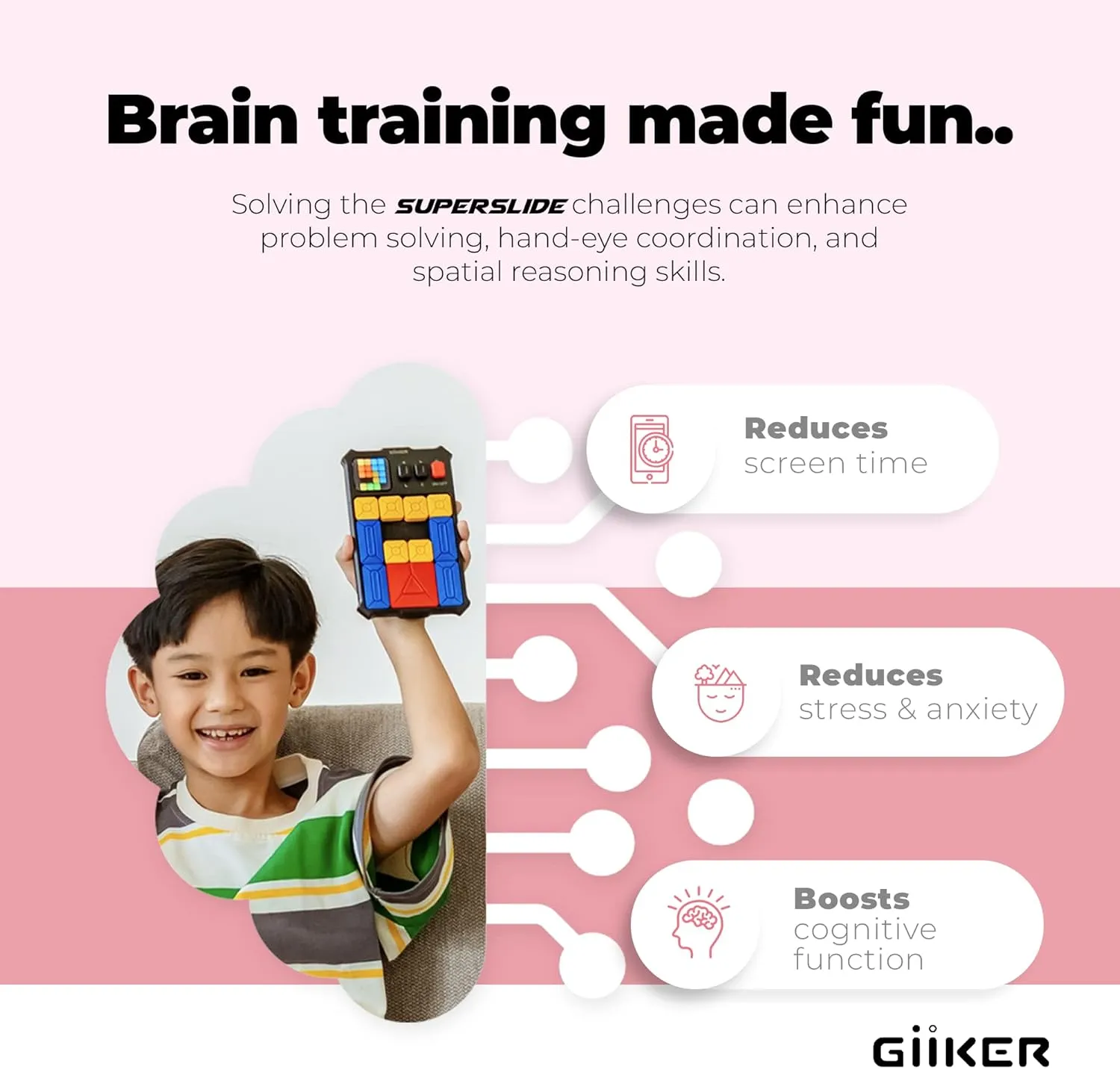 Toys for Kids$ Travel Games Birthday Gifts Easter Basket Stuffers for Boys Girls$ Activities for Road Trips-Baby Pink luminous GiiKER Super Slide Puzzle Games$ Original 500  Challenges Brain Teaser Puzzle$ 