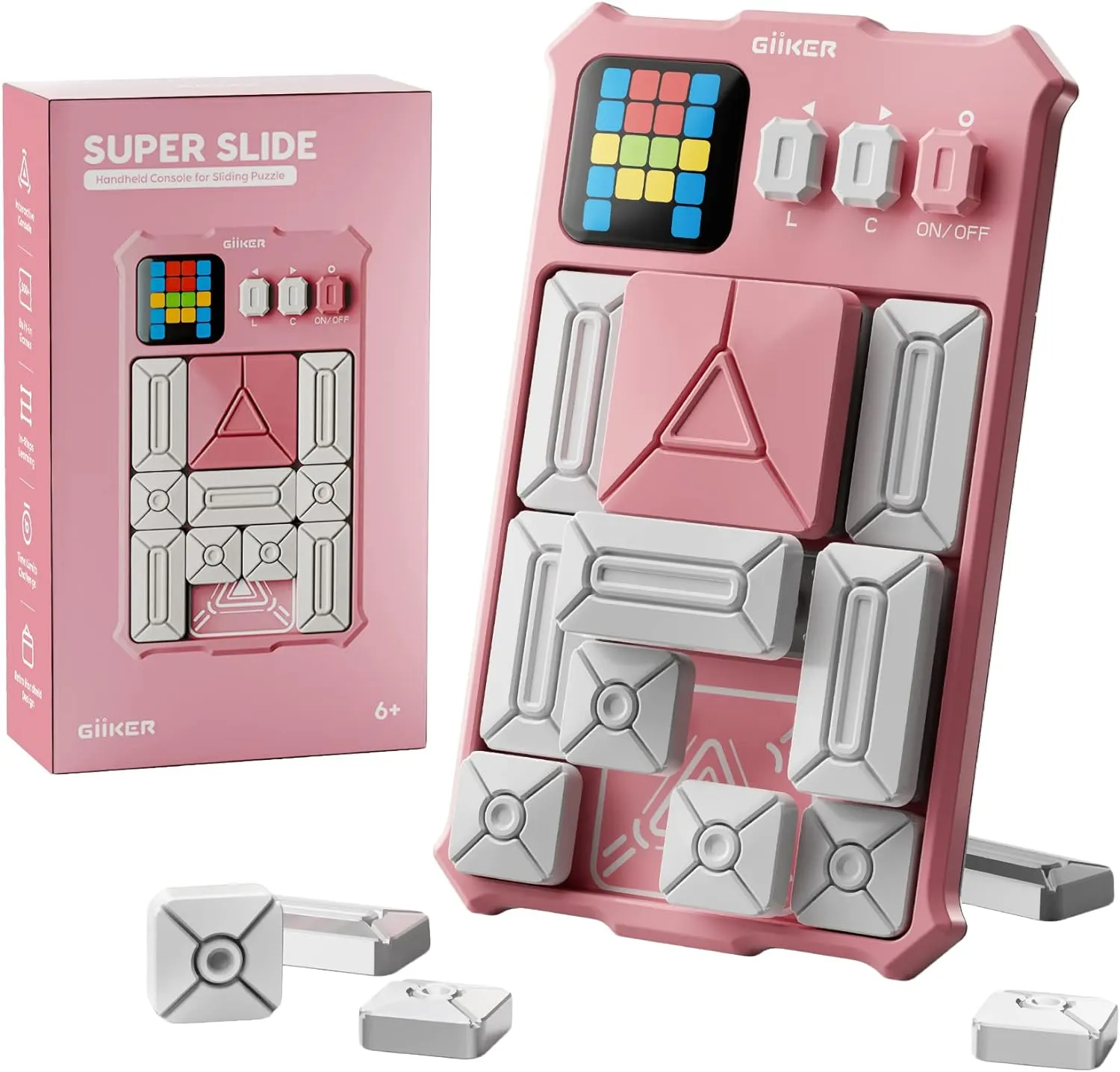 Toys for Kids$ Travel Games Birthday Gifts Easter Basket Stuffers for Boys Girls$ Activities for Road Trips-Baby Pink luminous GiiKER Super Slide Puzzle Games$ Original 500  Challenges Brain Teaser Puzzle$ 