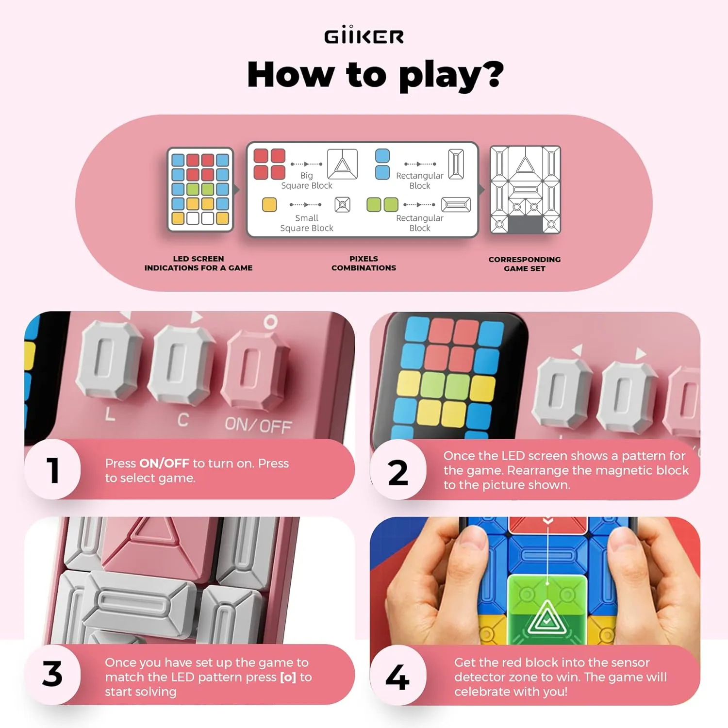 Toys for Kids$ Travel Games Birthday Gifts Easter Basket Stuffers for Boys Girls$ Activities for Road Trips-Baby Pink luminous GiiKER Super Slide Puzzle Games$ Original 500  Challenges Brain Teaser Puzzle$ 