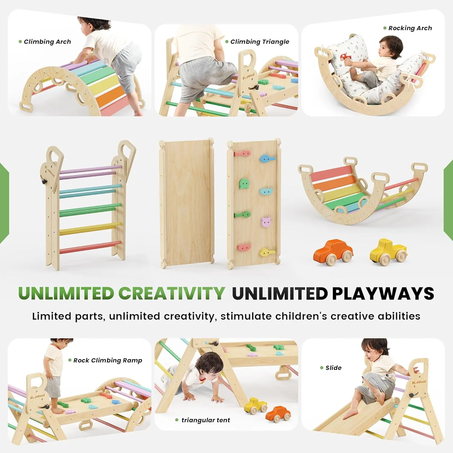 Toys for Toddlers 9-in-1, Montessori Philosophy Play Jungle circadian poster route cop preparedness Gym with Arch, Ramp, Ladder (Rainbow) BlueWood Pikler Triangle Set with Cushion - Climbing 