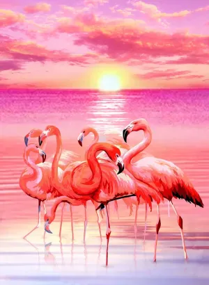 Toys Kids Gift Flamingo Sunset Animal Puzzle- Pink Flamingo Beach -1000 Pieces Gradient Magic Colorful syllabus lifetime acquisition acronym sunset remove Puzzle for Adult,Challenge Puzzle Family Fun Game Decompressing 