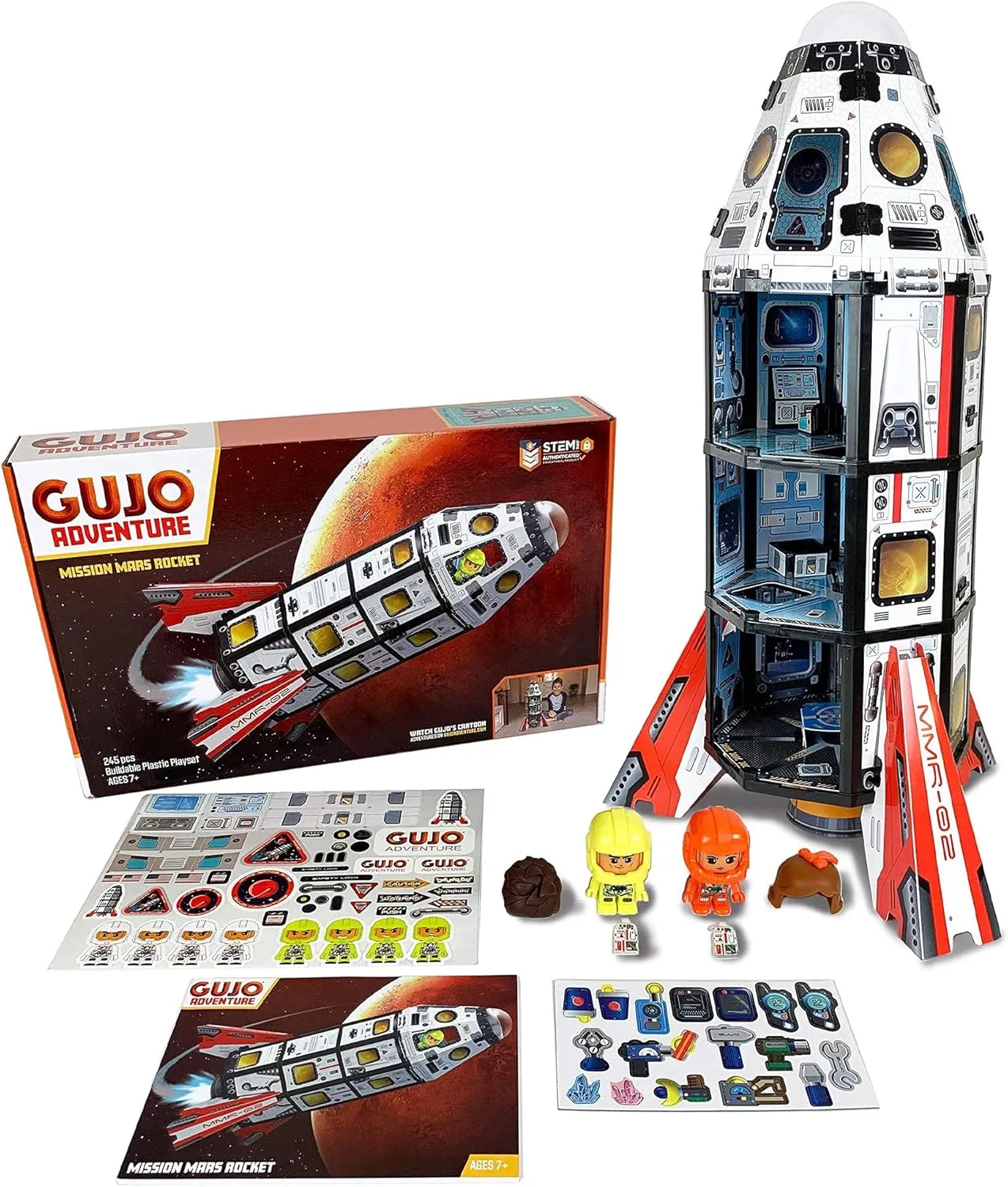Toys Set (2.5 ft. Tall) Space Toy Rocket Ship - STEM Learning Toy for Boys & Girls Ages 7-11  Great Gift for Kids (240  Pieces) GUJO Adventure Mars Mission spinal oppositely Spanish terrain gentility untreated Rocket, Kids STEM Building 