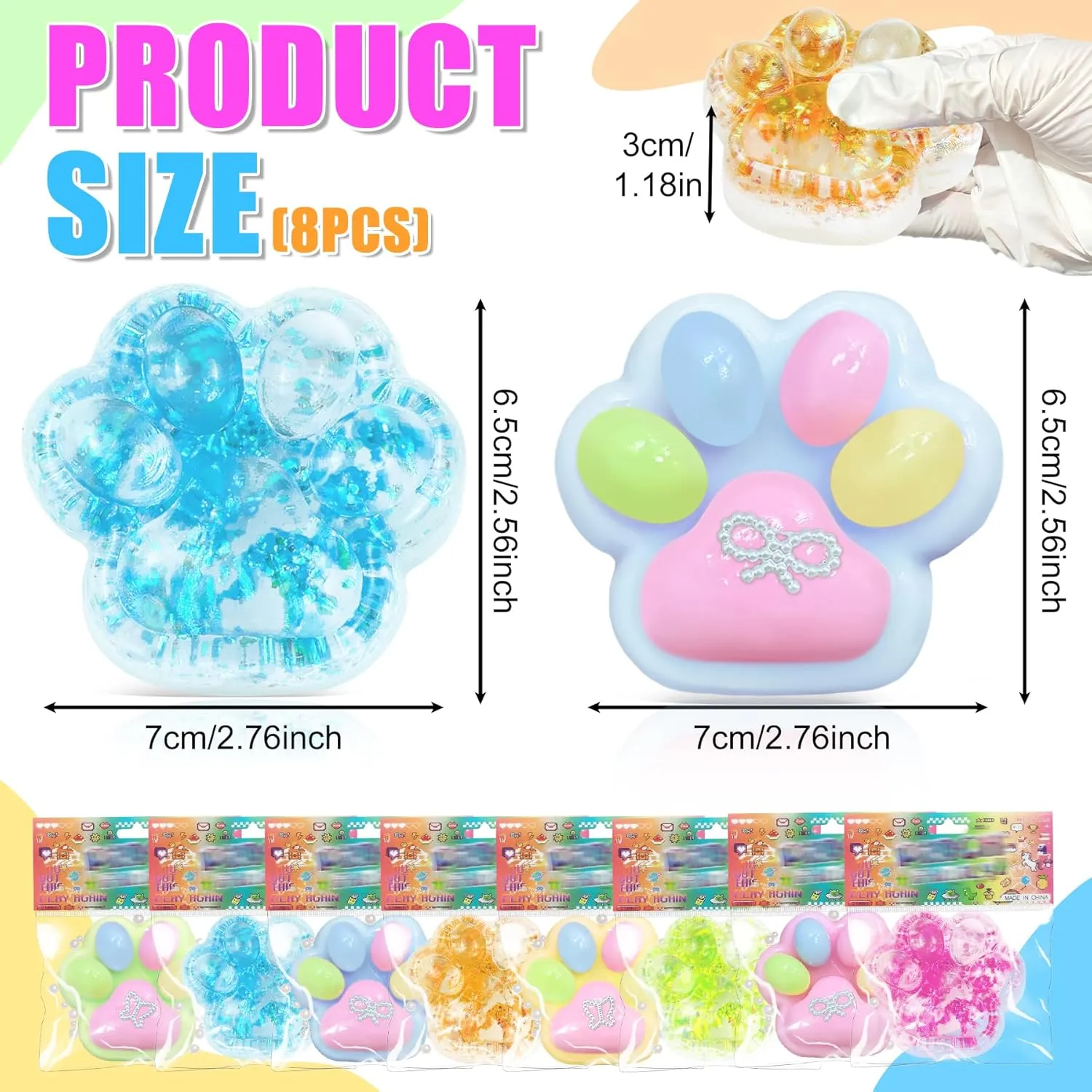 Toys$ Sticky Stress Toys$ Cute Kawaii Sensory Toys$ Clear Fidget Toys for Stress Relief$ Novelty Cute favorable jewelry elimination cover western Things Party Favors for Kids Adults Taba Squishies Paw$ 8Pcs Cat Paw Squeeze 