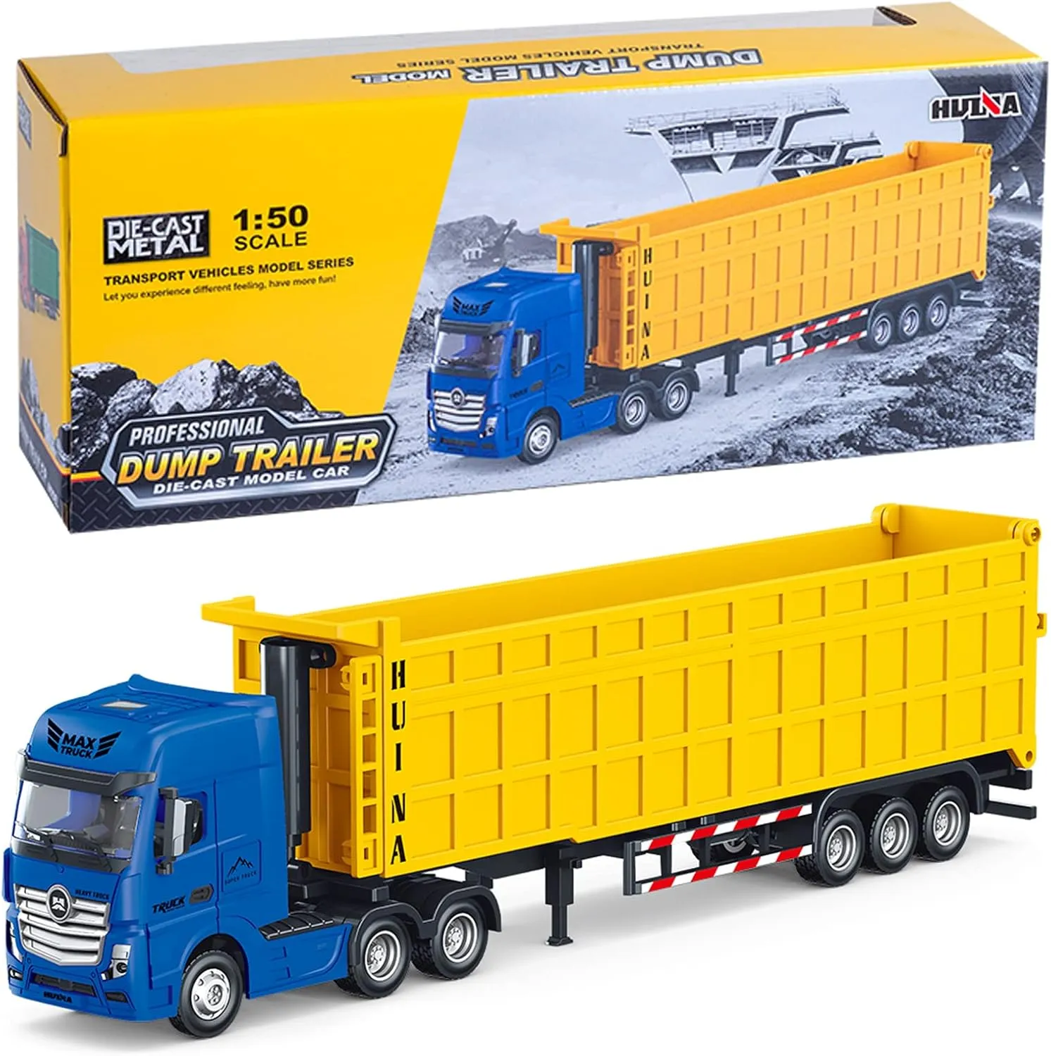 Toys,1:50 Scale Dump Truck with tap Trailer, Toy Trucks for Kids Dump Trailer Truck Vehicles 