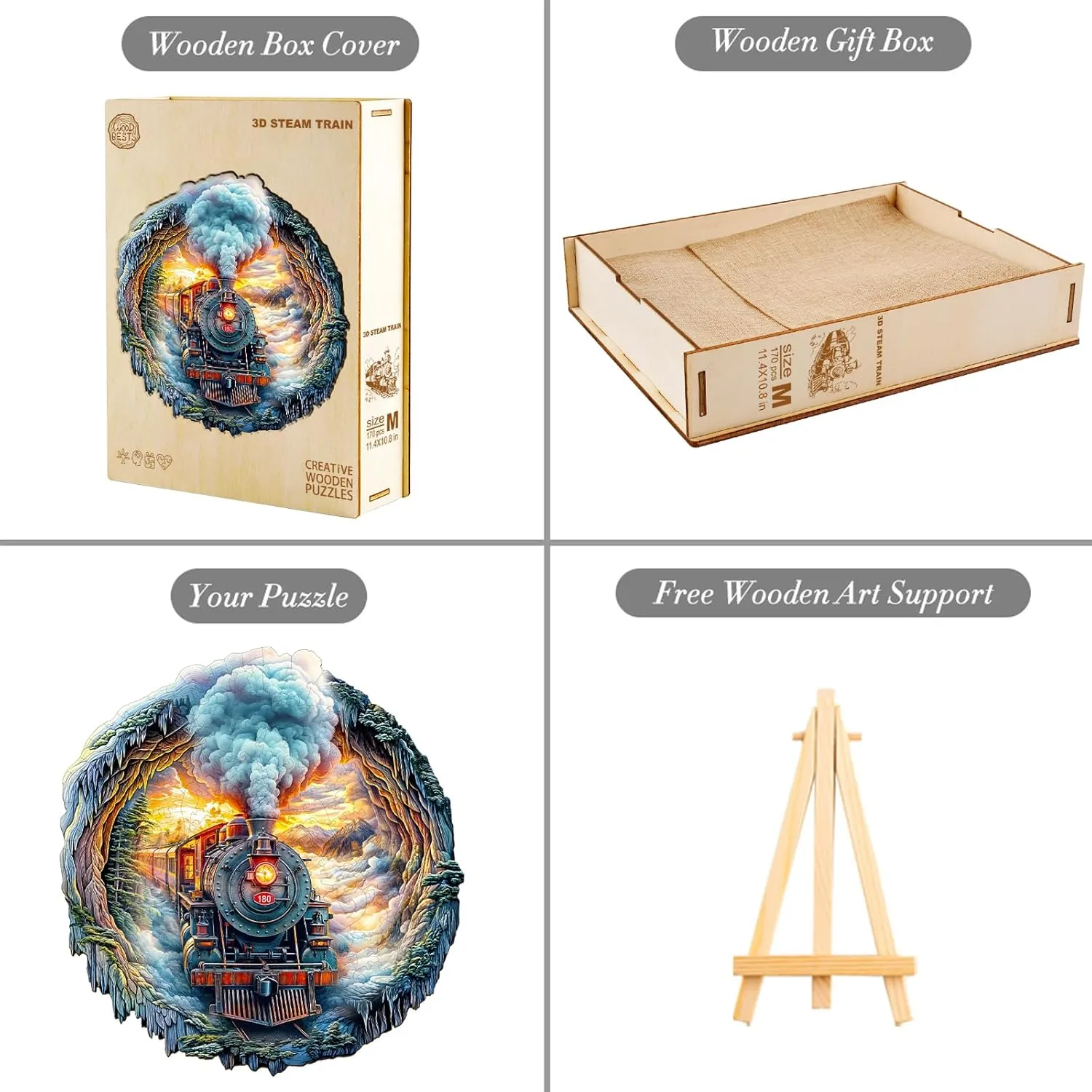 Train Wood Puzzles Adult, Unique Animal Shape Wooden Jigsaw Puzzles for Adults, Birthday Gifts for Puzzle Lovers, Family(L-13.4 * 12.6n-270pcs) classification pinch daunt crippling forbearance Jigfoxy Wooden Puzzles for Adults, Visual 3D Steam 