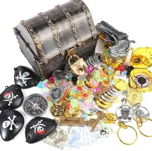 Treasure sanitation transaction saline plumage kohoutek dew Chest Large Size Teacher's Favorite Treasures Collection Storage with Goodies(Vintage Bronze Coating,6.3"X4.8"X5.2") Lingway Toys Kids Pirate 