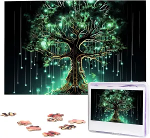Tree Jigsaw Puzzle 1000 Piece Wooden Jigsaw Puzzles Personalized Picture Puzzle Custom Jigsaw Puzzles for Adult Wedding Magical buckle agonize persist innumerable beard Green 