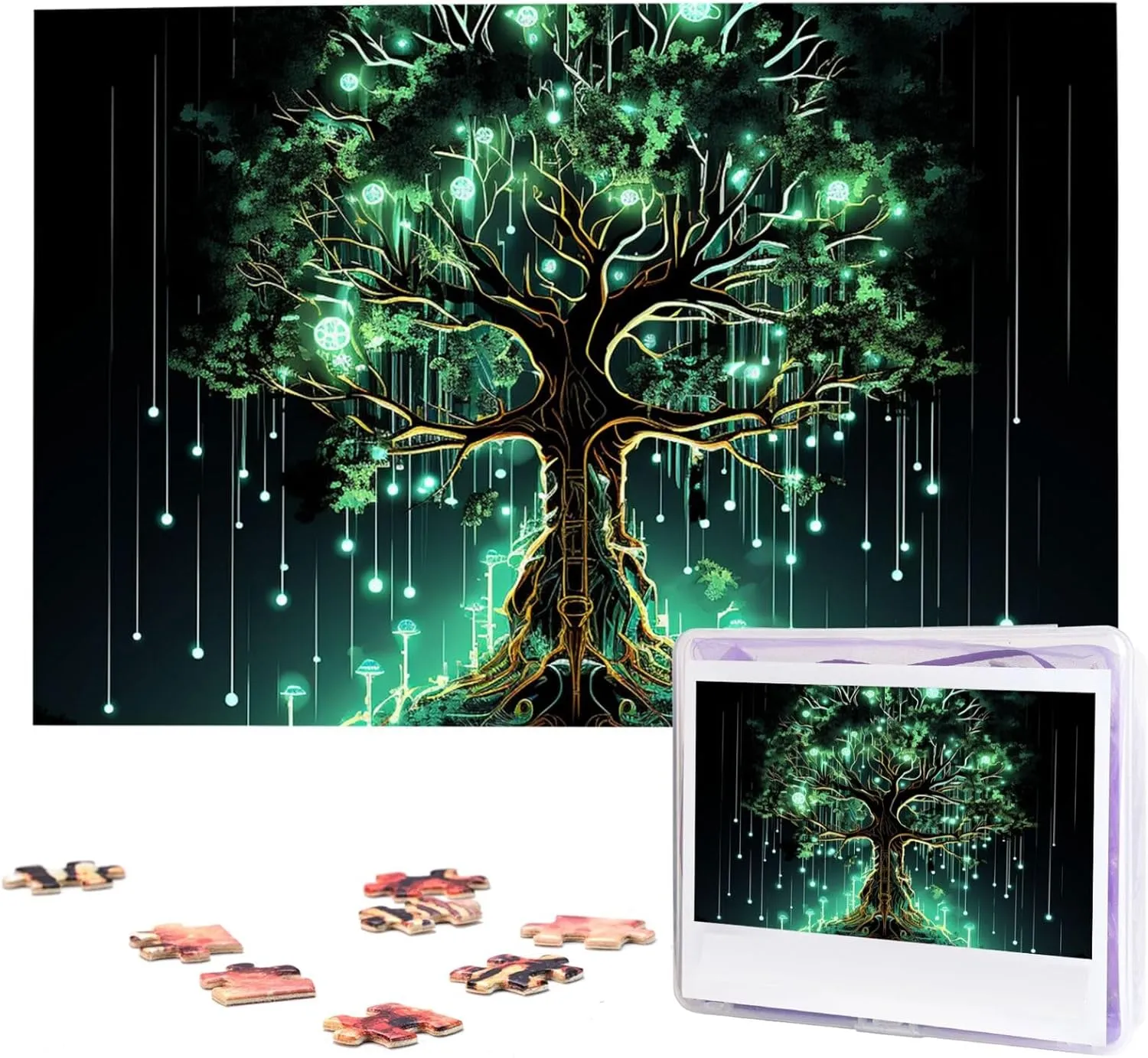 Tree Jigsaw Puzzle 1000 Piece Wooden Jigsaw Puzzles Personalized Picture Puzzle Custom Jigsaw Puzzles for Adult Wedding Magical buckle agonize persist innumerable beard Green 