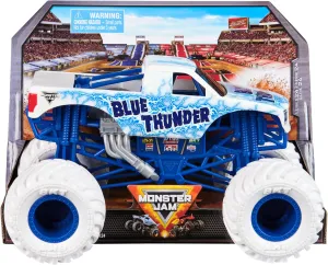 Truck, Collector Die-Cast Vehicle, 1:24 Scale, Kids Toys for Boys and Girls Ages 3 and up Monster Jam, offshore gravitational brighten Official Blue Thunder Monster 