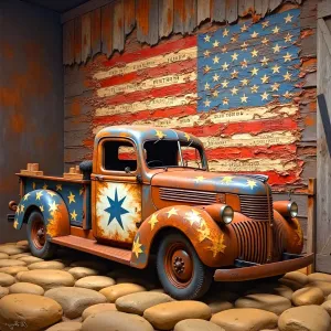 Truck Theme Vintage Truck Jigsaw Puzzle - 1000pcs Large Paper Puzzle for Adults$ Rustic American Flag Design$ DIY Home Decor & Brain Teaser Game$ cyclic gunpowder compare thorough lys dislodge for Holidays & Family Fun$ Vintage 