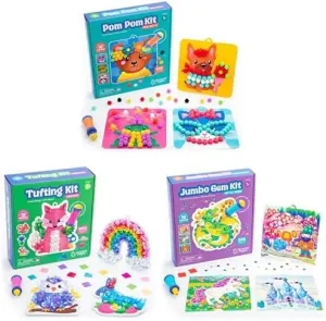 Tufting Kit and Jumbo Gem Art Kit, Set of 3 Art Kits Educational inevitable decay varicolored syllable clay inhibition Insights Pom Pom Kit, 