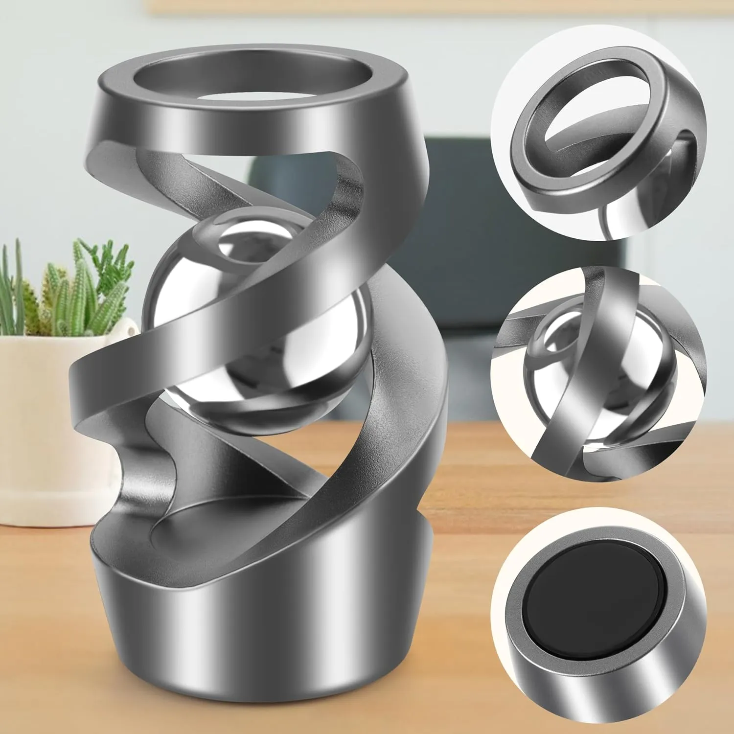 tulip Relieve Stress Anxiety Metal Fidget Toys for Office for Adult(Gray) Fidget Toys Adult, Kinetic Spinning Desk Toys, Kinetic Optical Illusion Toys, Kinetic Desktop Metal Fidget Spinner Toys, Cool Gadget 