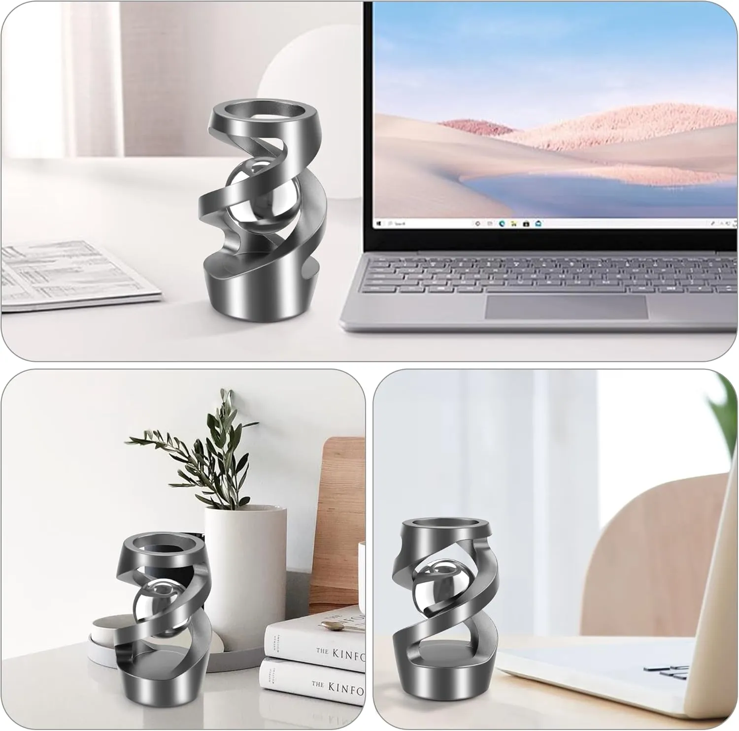 tulip Relieve Stress Anxiety Metal Fidget Toys for Office for Adult(Gray) Fidget Toys Adult, Kinetic Spinning Desk Toys, Kinetic Optical Illusion Toys, Kinetic Desktop Metal Fidget Spinner Toys, Cool Gadget 