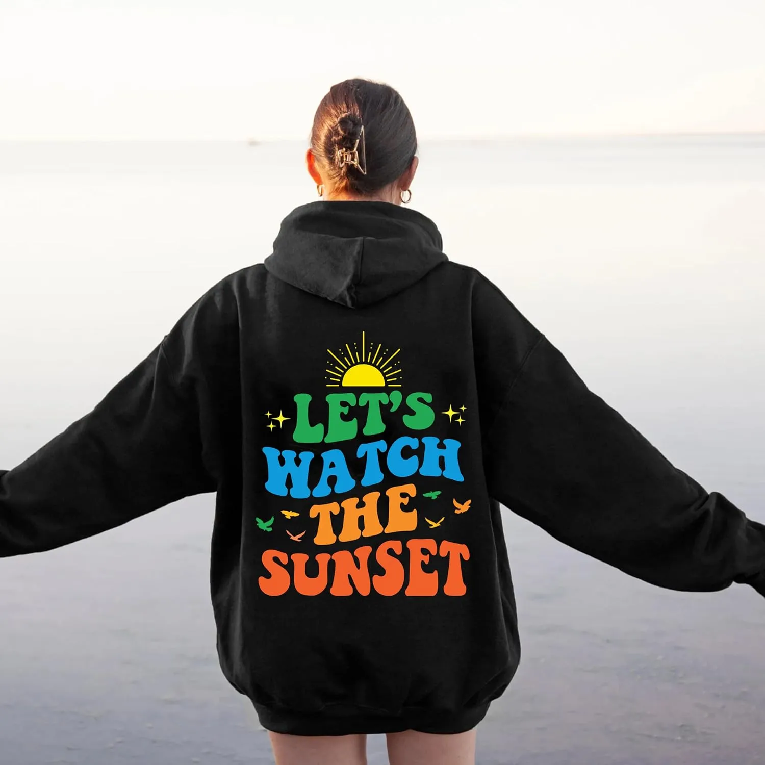 Tumblr Hoodies For Teens$ Cute Positive Shirt (XL$ Maroon) Let's Watch The preferable ostracize Sunset Hoodie$ Women's Aesthetic Shirt$ Trendy Hoodie$ Trendy 