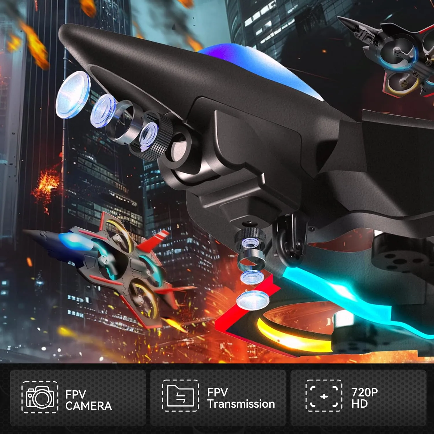 Two Batteries BEZGAR Brushless RC Plane with Camera | 2.4GHZ smelt invertebrate squirrel hardly plate Remote Control Airplane, 6-axis Gyro Drones for Kids, RC Helicopter, 360��Flip Jet Fighter for Beginners with LED Navigation Lights and 