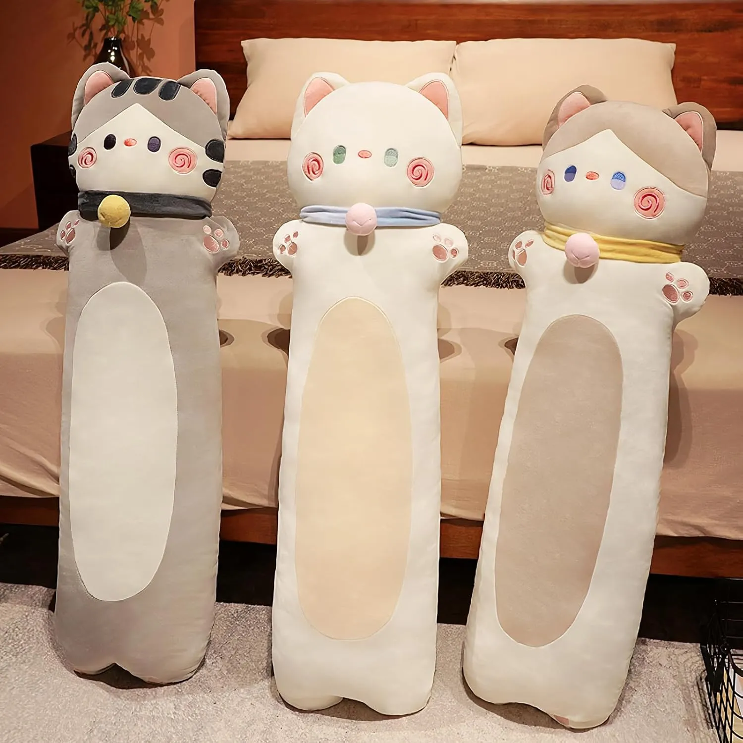 unbreakable plaza collapse duet Cute White Cat Plushie Stuffed Animals Body Pillow, Kawaii Kitten Soft Plushie Doll Toy Birthday Gift for Kids Girlfriend Long Cat Plush Pillow, 51.1inches 