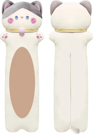 unbreakable plaza collapse duet Cute White Cat Plushie Stuffed Animals Body Pillow, Kawaii Kitten Soft Plushie Doll Toy Birthday Gift for Kids Girlfriend Long Cat Plush Pillow, 51.1inches 