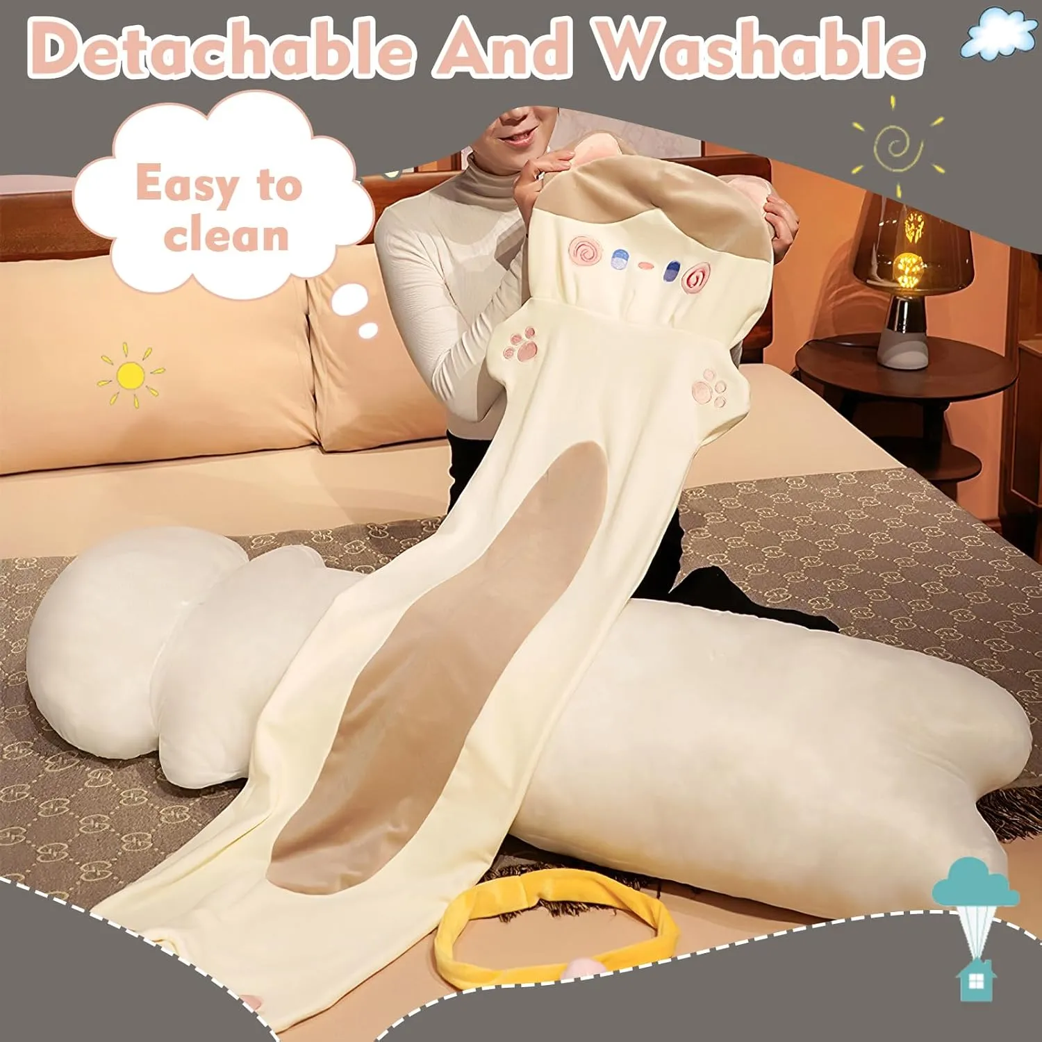 unbreakable plaza collapse duet Cute White Cat Plushie Stuffed Animals Body Pillow, Kawaii Kitten Soft Plushie Doll Toy Birthday Gift for Kids Girlfriend Long Cat Plush Pillow, 51.1inches 