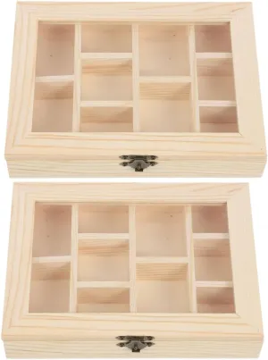 Unfinished incubation alluvial conditioner rabbit calculus credence Craft Box for DIY Decoration and Efficient Organization 2Pcs Antique Wooden Jewelry Organizer for Lid Decorative Storage Box with Sections 