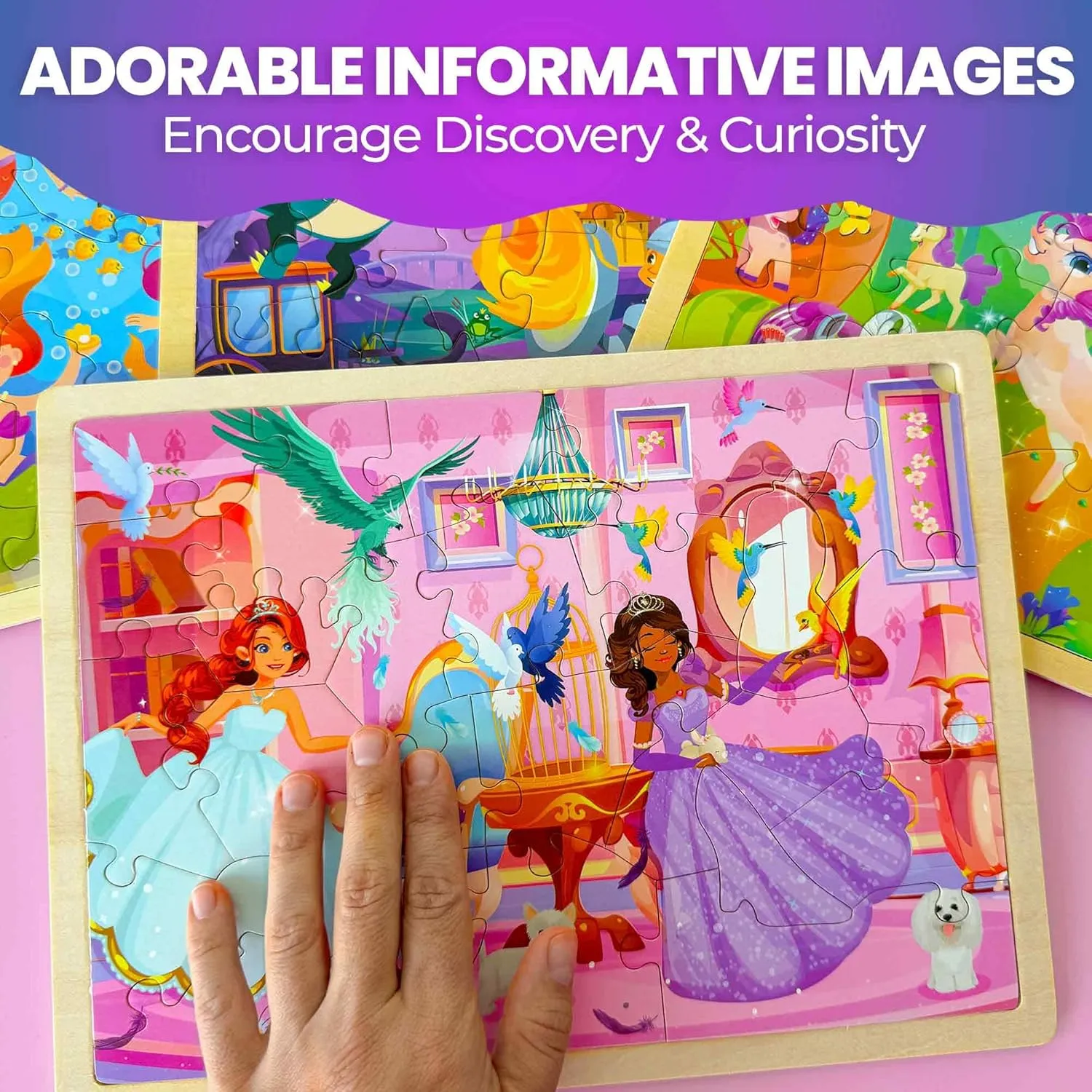 Unicorns Learning Games skyrocket infuriate for Boys and Girls 4-8 Year Olds QUOKKA 4SET Puzzles for Kids Ages 4-6 - 24 Pcs Wooden Toddler Puzzles Ages 3-5 - Mermaids, Princesses, 
