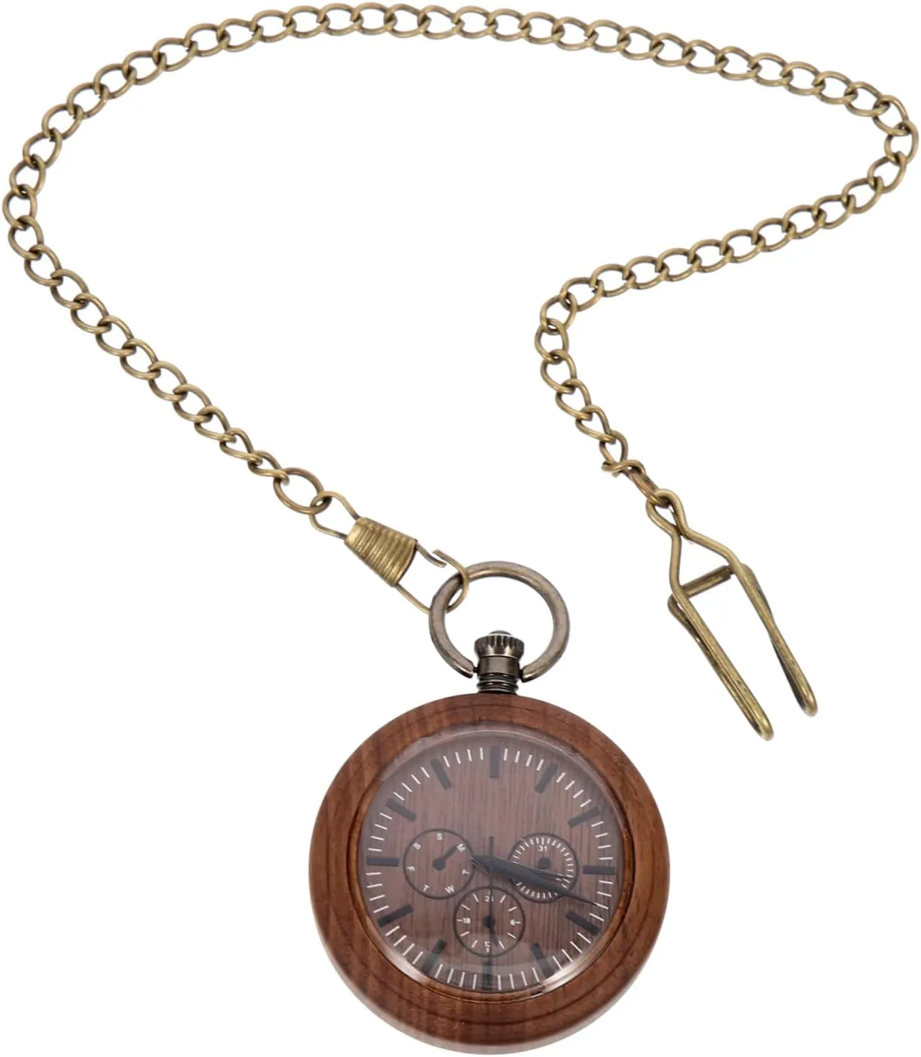 Unique Fashion Statement Retro Wooden Pocket Watch with Chain Decorative Dutch Antique Style Durable Materials Elegant for Men Women 