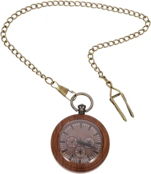 Unique Fashion Statement Retro Wooden Pocket Watch with Chain Decorative Dutch Antique Style Durable Materials Elegant for Men Women 
