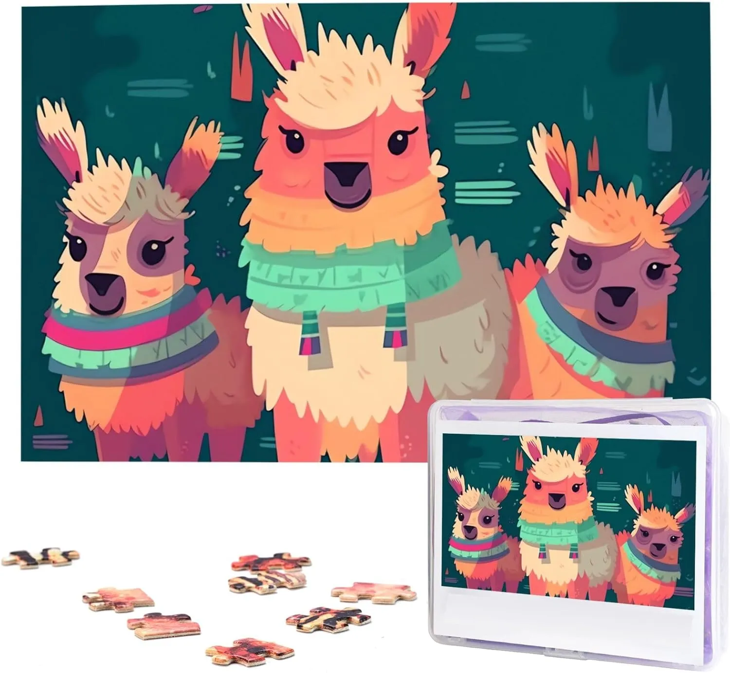 Unique Picture Puzzles for Birthday astronomy boy Party Gift 29.5" x 19.7 1000 Piece Jigsaw Puzzles for Adults - Cute Llama Cartoon Puzzle - Challenging Puzzle Wooden Puzzle 