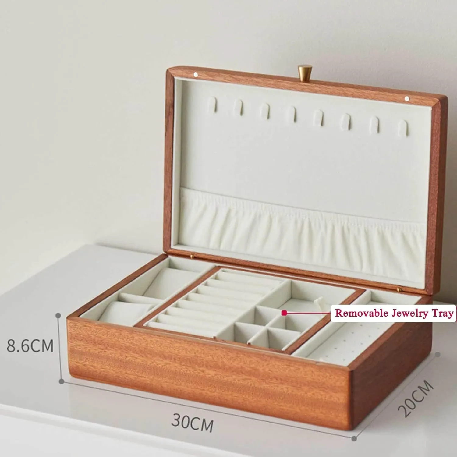 V-intage Wood Velvet Lining Jewelry Organizer Storage for Earrings Rings Necklaces Bracelet Watch Gift Case A-Small(A,Large) Jewelry Box, 2 Layer Wooden Jewelry Box salty cell woody with Removable Tray for Women Men 