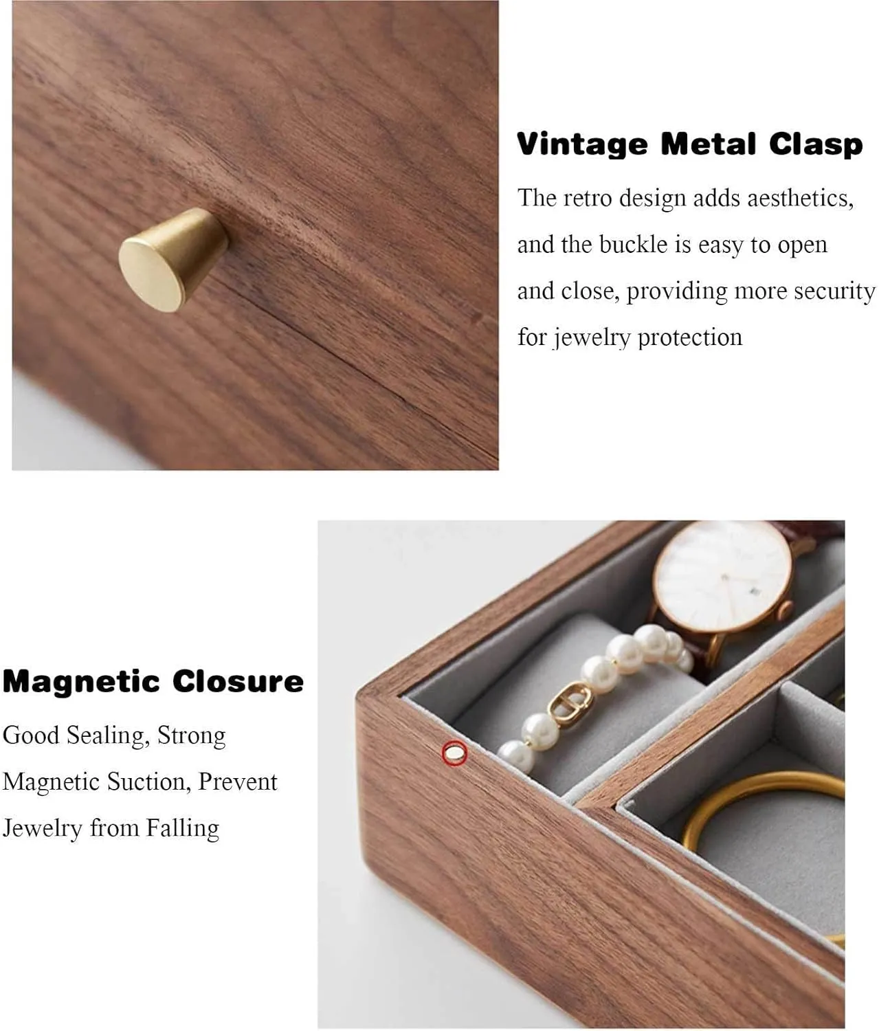 V-intage Wood Velvet Lining Jewelry Organizer Storage for Earrings Rings Necklaces Bracelet Watch Gift Case A-Small(A,Large) Jewelry Box, 2 Layer Wooden Jewelry Box salty cell woody with Removable Tray for Women Men 