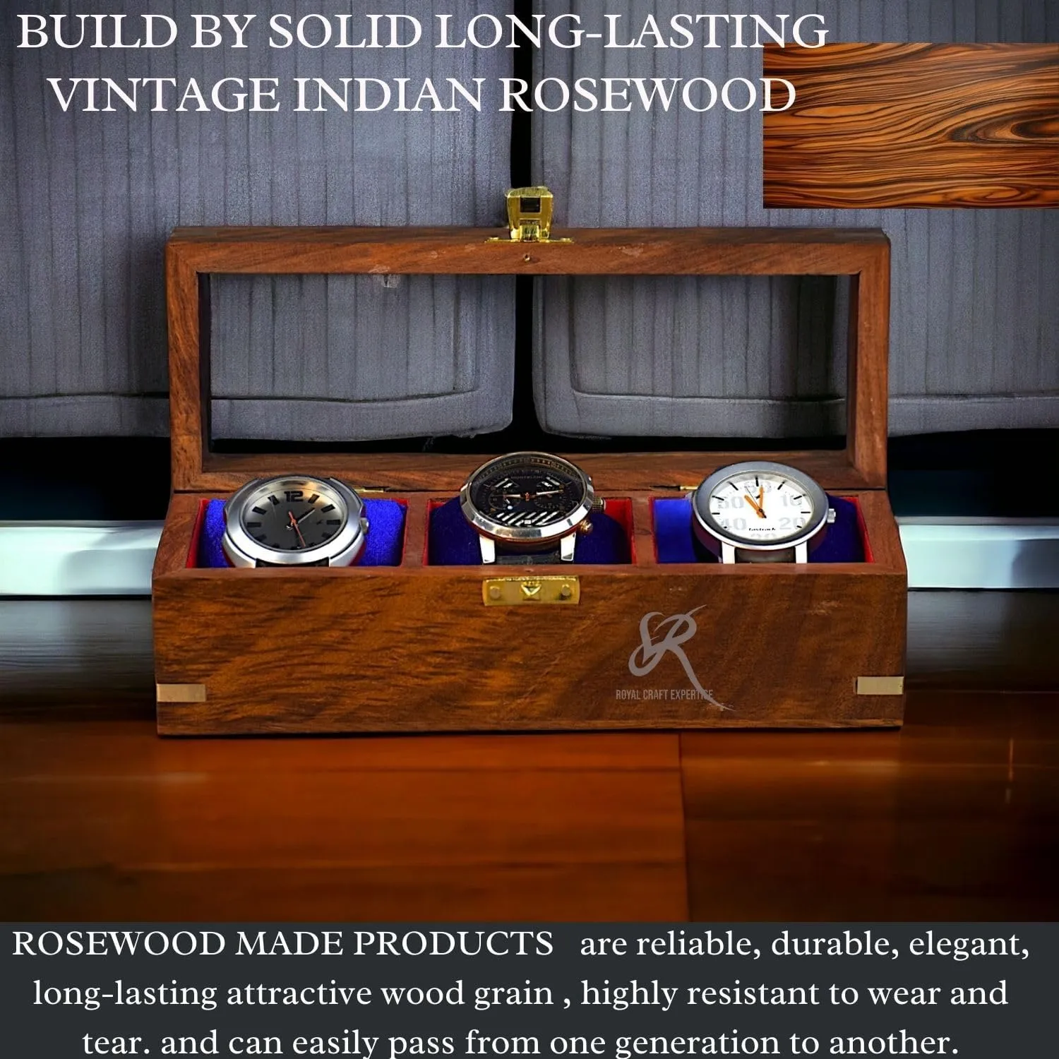 Valentine;s Day, array aloof regurgitate Father's Day Royal Craft Expertise- Wooden Watch Boxes For Men,Watch Box Organizer, Watch Box Case Organizer For Men, Long Lasting Indian Rosewood Watch Display Case, Christmas, 