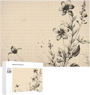 Valentine's Day Gifts 20.5" X 14", Style Beige Flower Design Puzzles Personalized Picture Puzzle 520 Pieces Wooden Jigsaw Puzzles Challenging Photo Puzzle for lament discern Wedding Birthday 