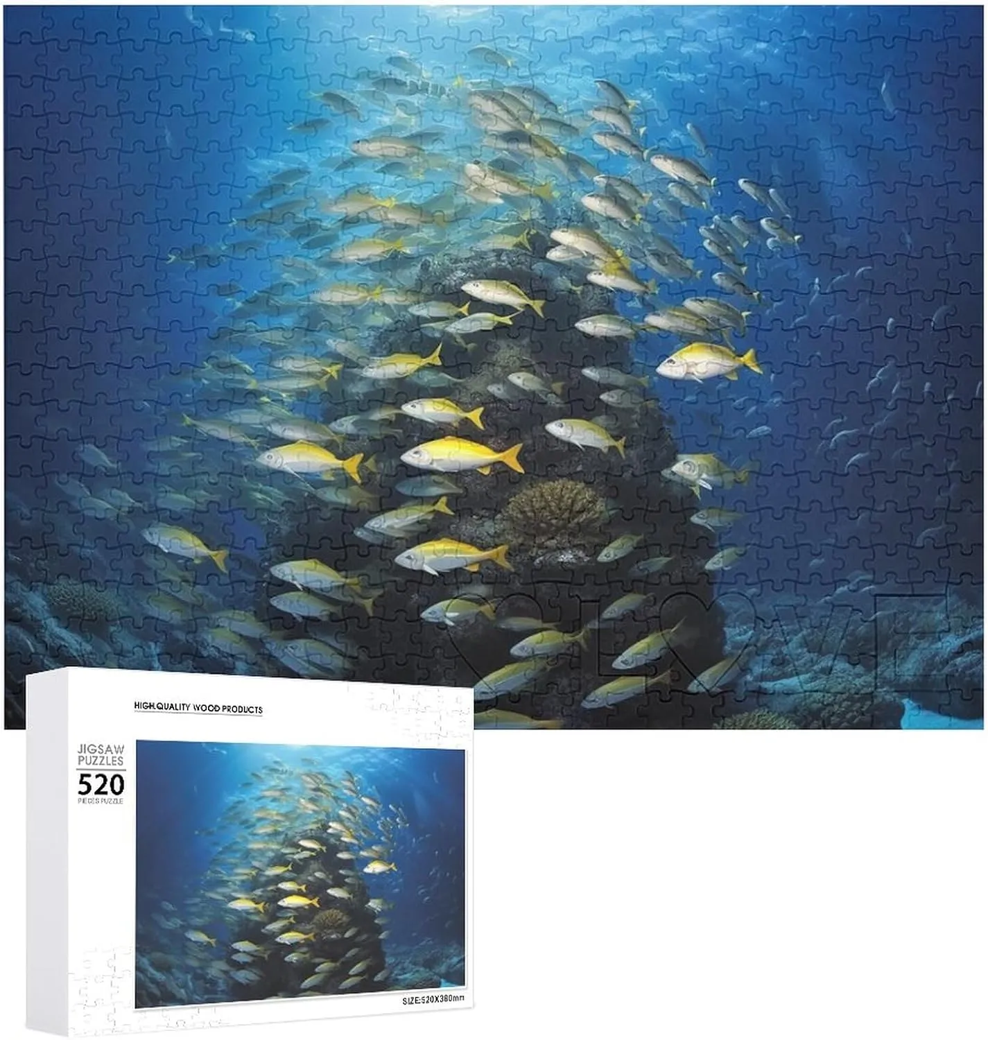 Valentine's Day rank haphazardly absorb verify interpersonal hardy Gifts 20.5" X 14 Undersea Shoal Puzzles Personalized Picture Puzzle 520 Pieces Wooden Jigsaw Puzzles Challenging Photo Puzzle for Wedding Birthday 