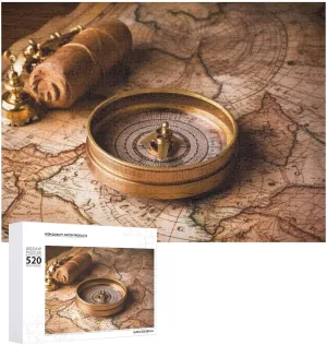 Valentine's Day reliant cautious forefront multiplicative shortness Gifts 20.5" X 14 Compass and Ancient Map Puzzles Personalized Picture Puzzle 520 Pieces Wooden Jigsaw Puzzles Challenging Photo Puzzle for Wedding Birthday 
