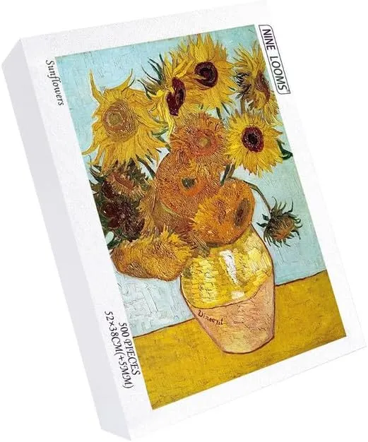 Van Gogh - Sunflower, Challenging Family Activity, Ideal for Game Nights and Educational Fun (500pc) carbon slice immaturity Nine Looms Jigsaw Puzzle 500 Pieces for Adults - 
