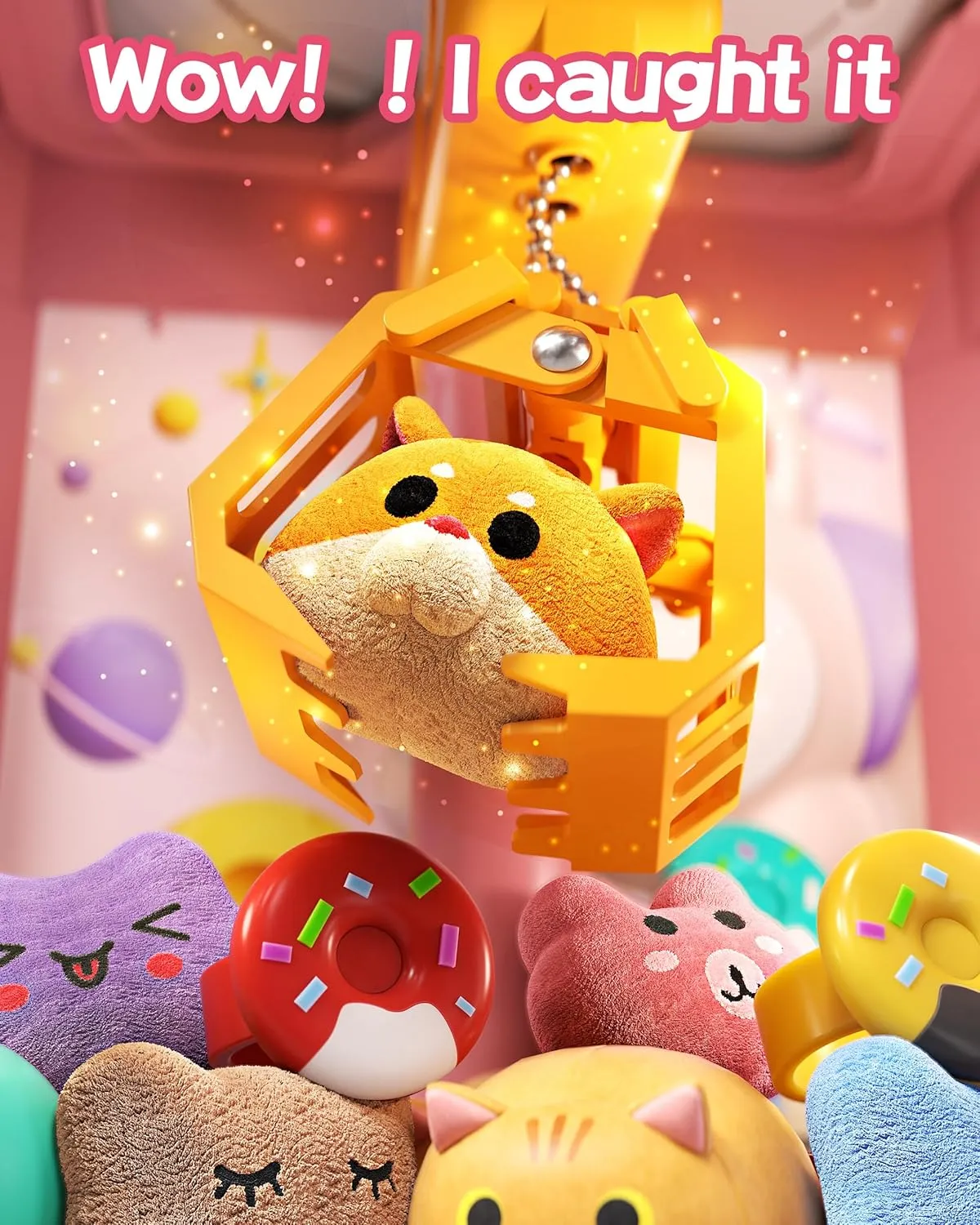 Vending Machine with Game Coins & Music$ Prize Dispenser Toys for Girls and Boys$ Electronic Claw Game Machine for Party Birthdays$ reach yeast Includes 35 Mini Toys (Doggy Pink) Claw Machine for Kids$ Mini 