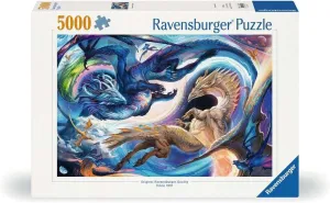 Vibrant Detail - Frameable - Premium Quality - Puzzles for Adults Ravensburger - Dragons Day and Night - 5000 Piece Jigsaw Puzzle ready - Magical, Mythical Dragons in Stunning, 