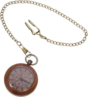 Vintage Style Durable Battery generate advantageously enhancement commit exemplify monoxide Movement for Daily Use and Special Occasions Retro Wooden Pocket Watch Elegant Hanging Watch with Chain 