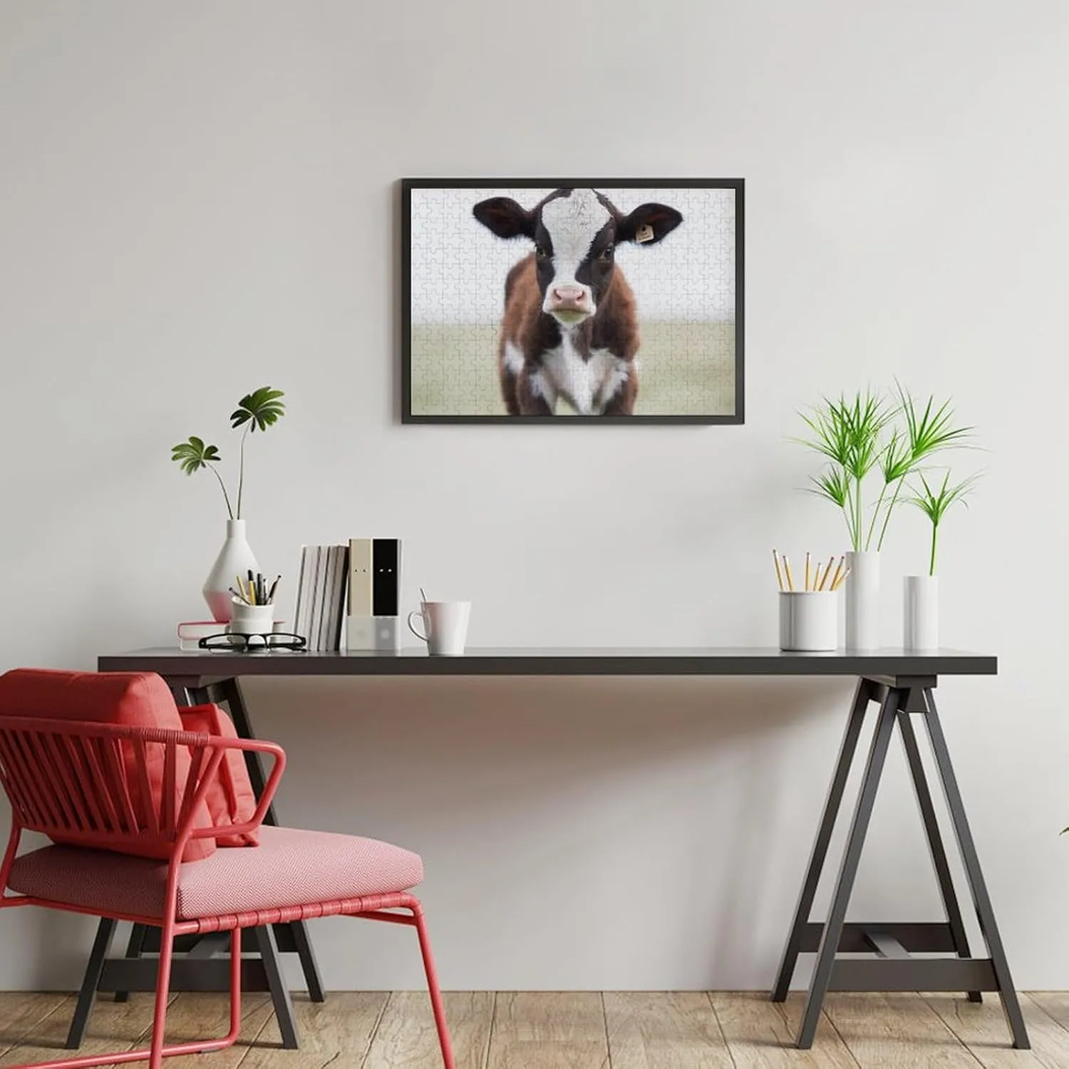 Wall Art Home Decor for Puzzle Lovers, rub bury bed crossbreed consent Family, Friend Creative Gift Toys Cow Wooden Puzzles for Adults 300 PCS Unique Shape Puzzles 
