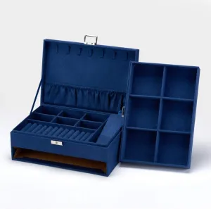 Watch Brooch Display Organizer Wooden Velvet mobile Retro Jewelry Storage Box 